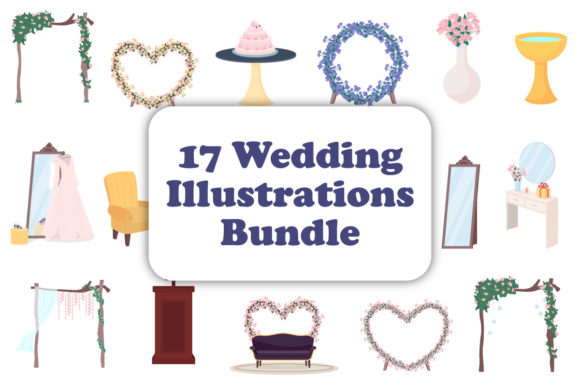 Crafting a Whimsical Vibe with Wedding Decorative Objects Illustrations