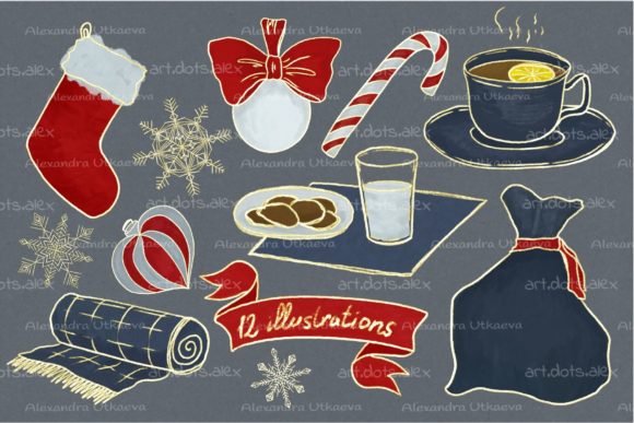 Set of Decorative Christmas Illustration: A Designer's Festive Toolkit